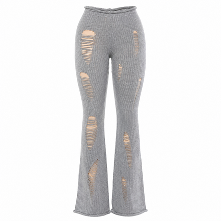 Sweet Poison Distressed Knit Flare Pants ✮ Y2K Grunge Alt Girl Unterteile