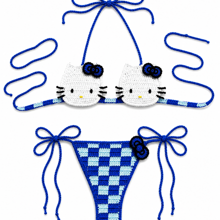 Sweet Poison Hello Kitty Crochet Bikini Set ✮ Kawaii Y2K Beach Babe Swimwear