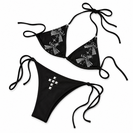 Sweet Poison Rebel Angel Bikini Set ✮ Goth Y2K Studded Swimwear