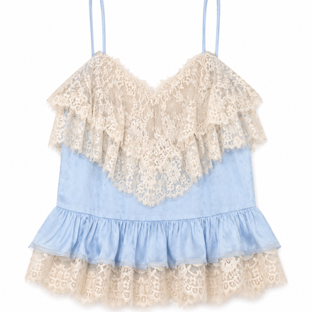 Parisian Lace Ruffle Cami Top ♡ Soft Girl Coquette Blouse