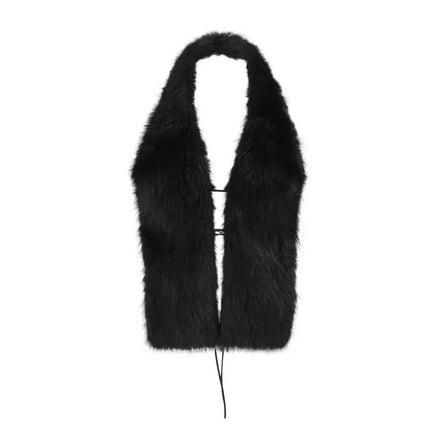“Midnight Muse” Faux Fur Halter Top ♱