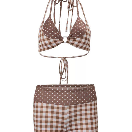 “Mocha Kiss” Gingham Lounge Set ૮꒰ ˶• ༝ •˶꒱ა ♡