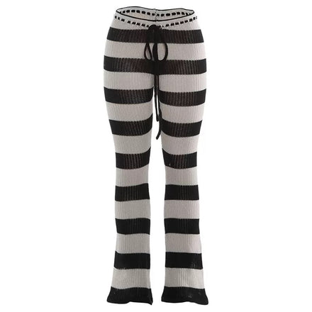 Pantalon évasé en tricot Sweet Poison Stripe ✮ Pantalon fille Y2K Grunge Alt
