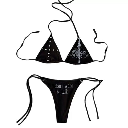 Sweet Poison Anti-Social Bikini Set ✮ Goth Y2K Alt Girl Swimwear