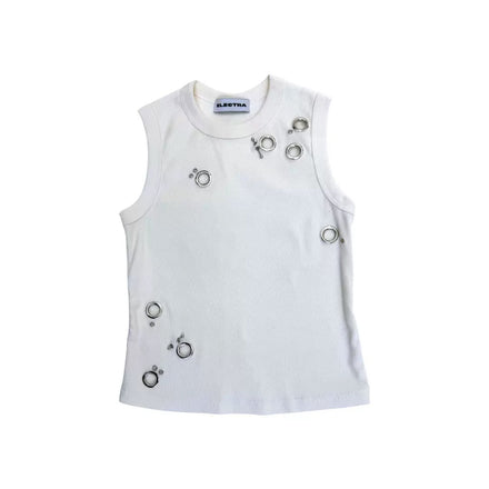 Sweet Poison Cyber Angel Tank Top ✮ Y2K Pierced Ribbed Top