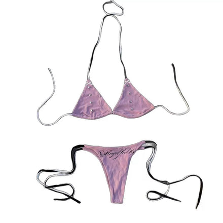 Sweet Poison Angel Doll Bikini Set ✮ Pink Y2K Coquette Swimwear