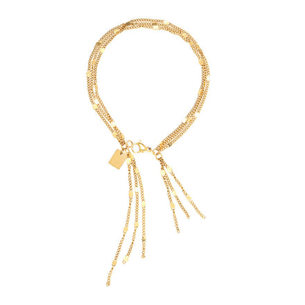 Golden Waterfall Tassel Bracelet ♡ 18K Luxe Layered Chain