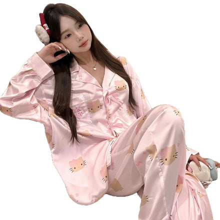 Sweet Kitty Dream Pajama Set ♡ Pink Kawaii Loungewear
